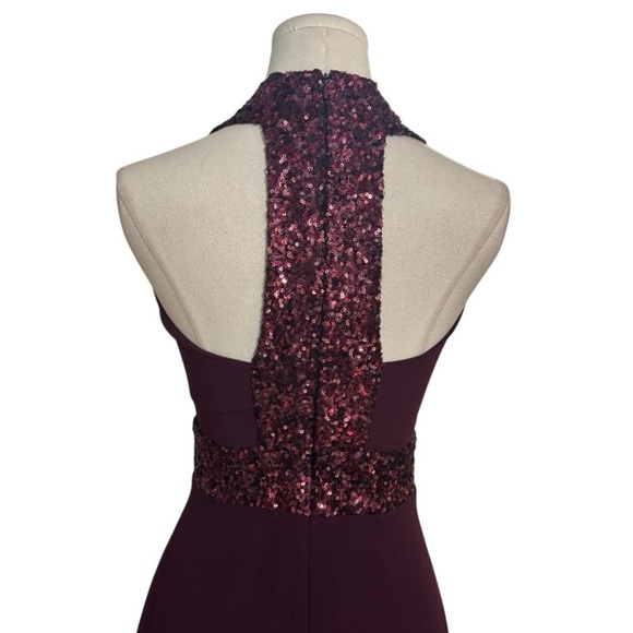 DRESS THE POPULATION Delani Sequin Crepe Gown Maxi Dress Purple Size M Party - Picture 8 of 12